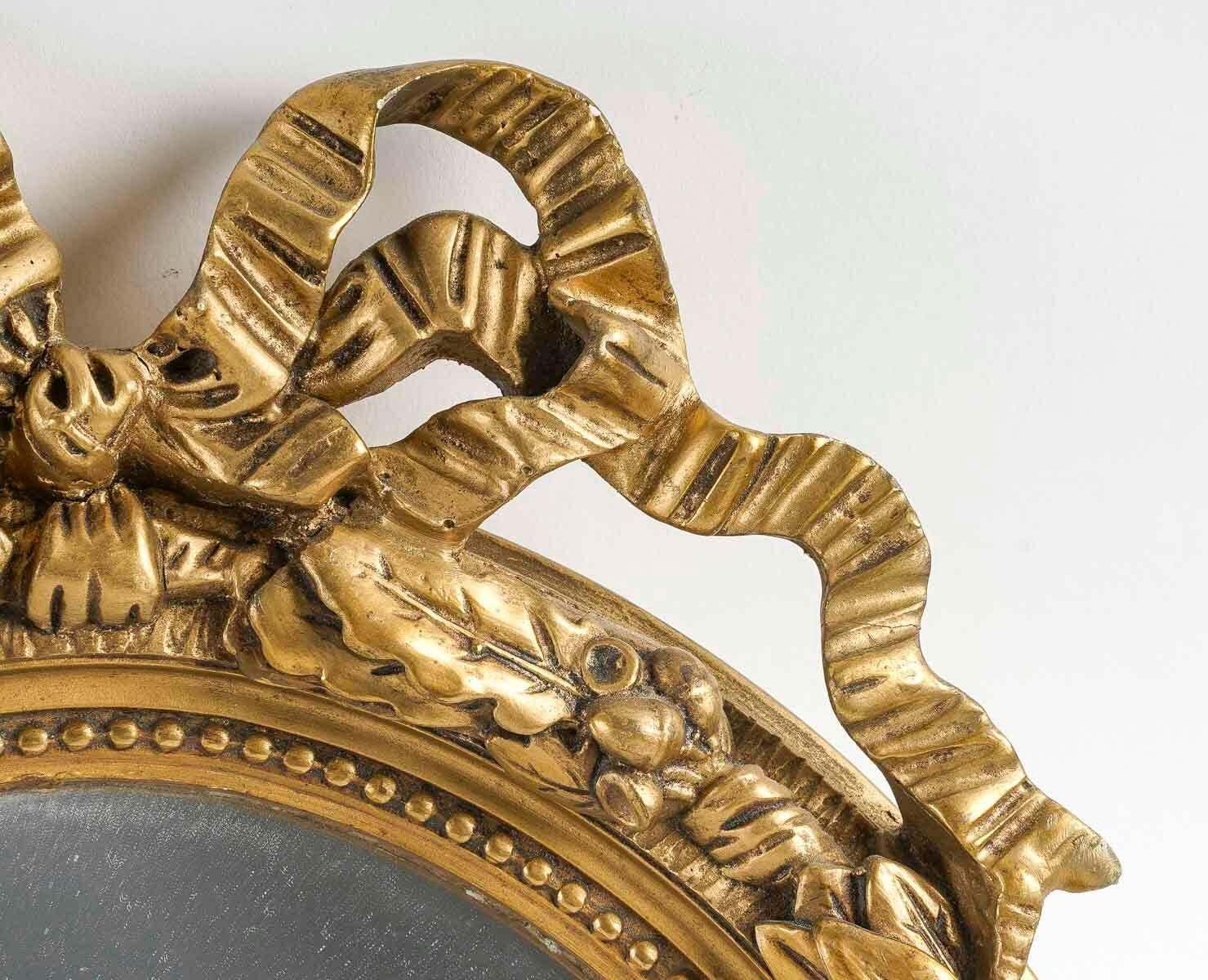 Pair Of Louis XVI Style Wood And Gilded Stucco Mirrors, Early 20th Century. photo for sale