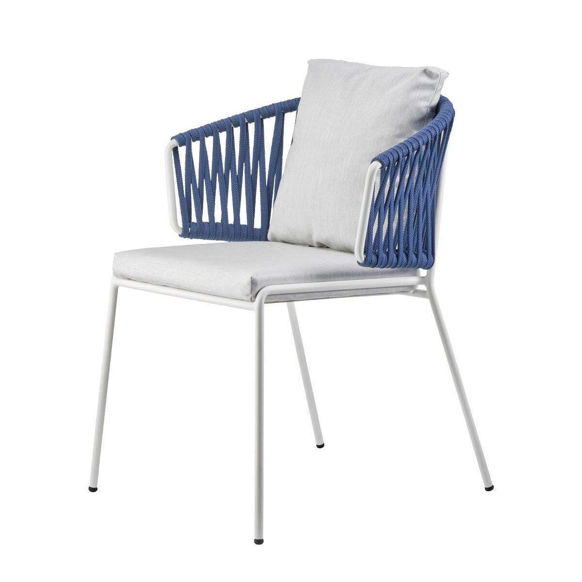 Pair Of Blue Outdoor Or Indoor Metal And Cord Armchairs, 21 Century photo 2737.0