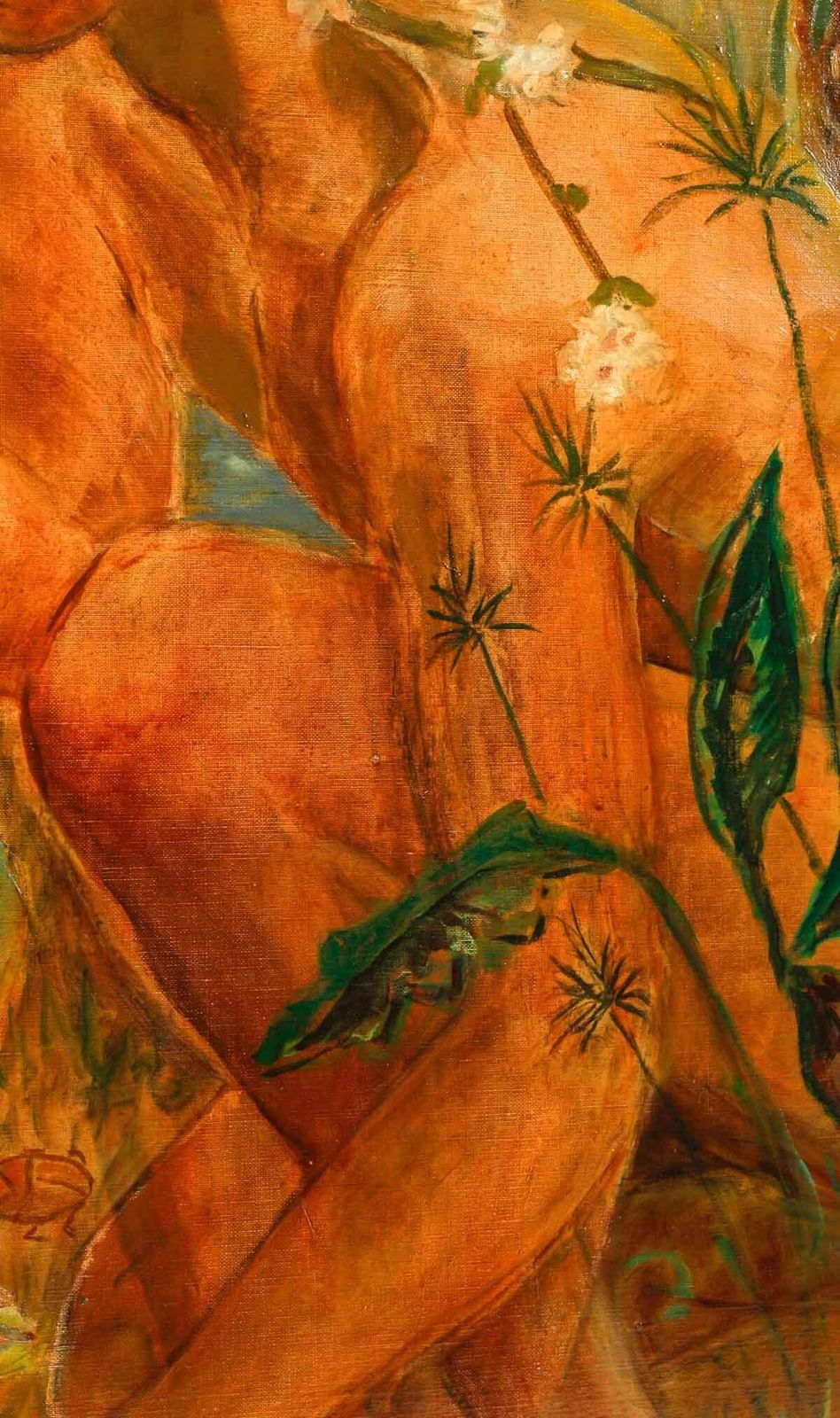 Painting, Oil On Canvas By Artist Evelyne Luez, Xxth Century. photo furniture