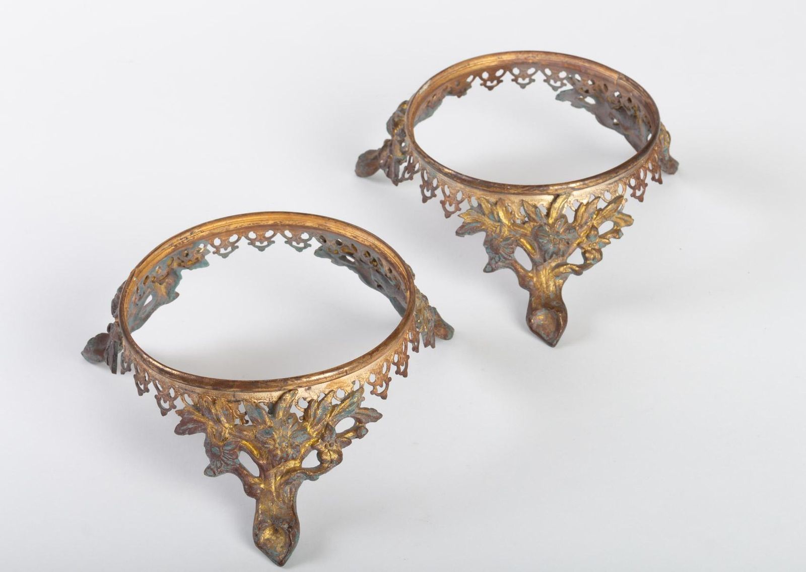 Pair Of Gilt Bronze Bases, 19th Century, Napoleon III Period photo Home Decor