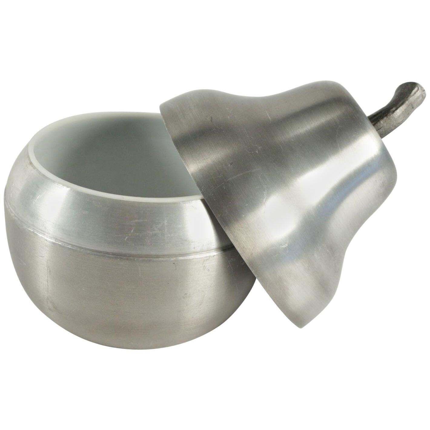 Cool Ice Bucket In The Shape Of A Pear In Brushed Aluminum From The 1970s