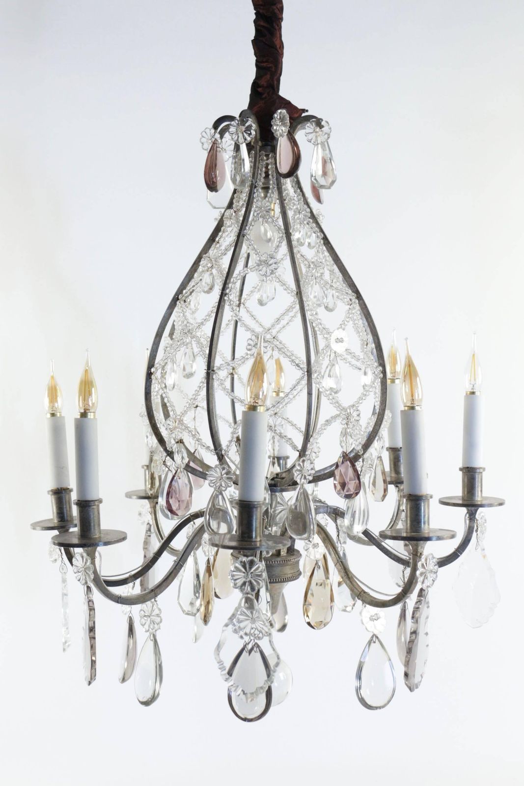 Beautiful Hot Air Balloon Style Chandelier In Silvered Bronze, 19th Century photo buy