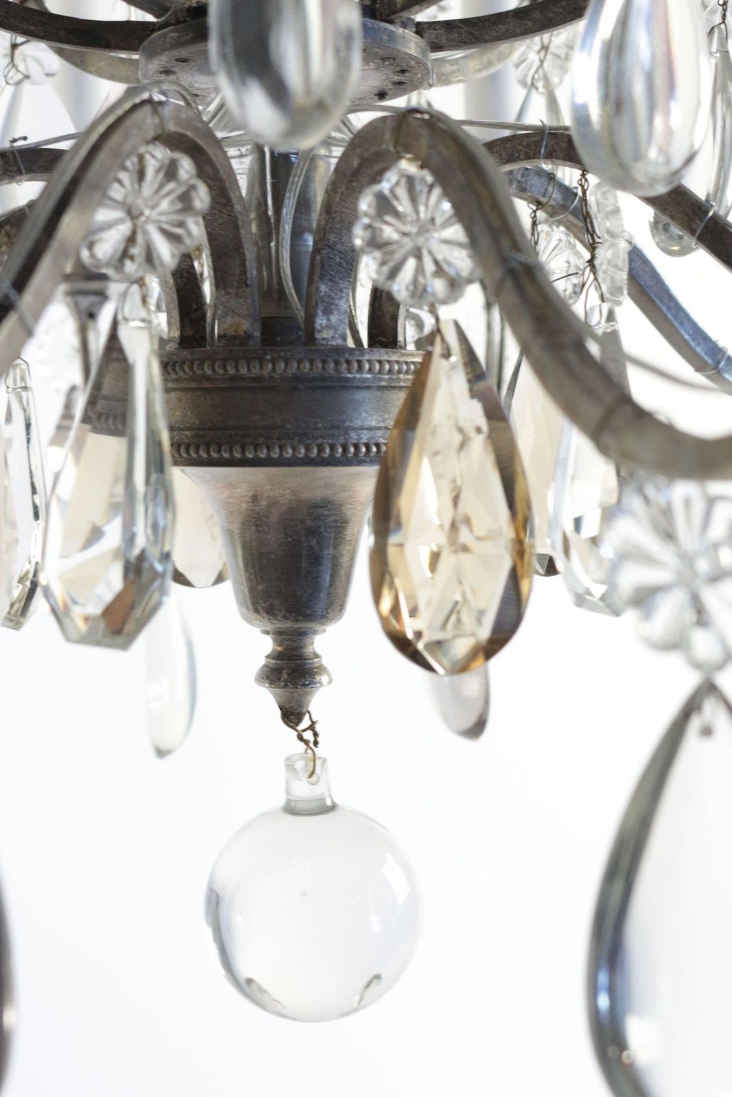 Beautiful Hot Air Balloon Style Chandelier In Silvered Bronze, 19th Century photo vintage