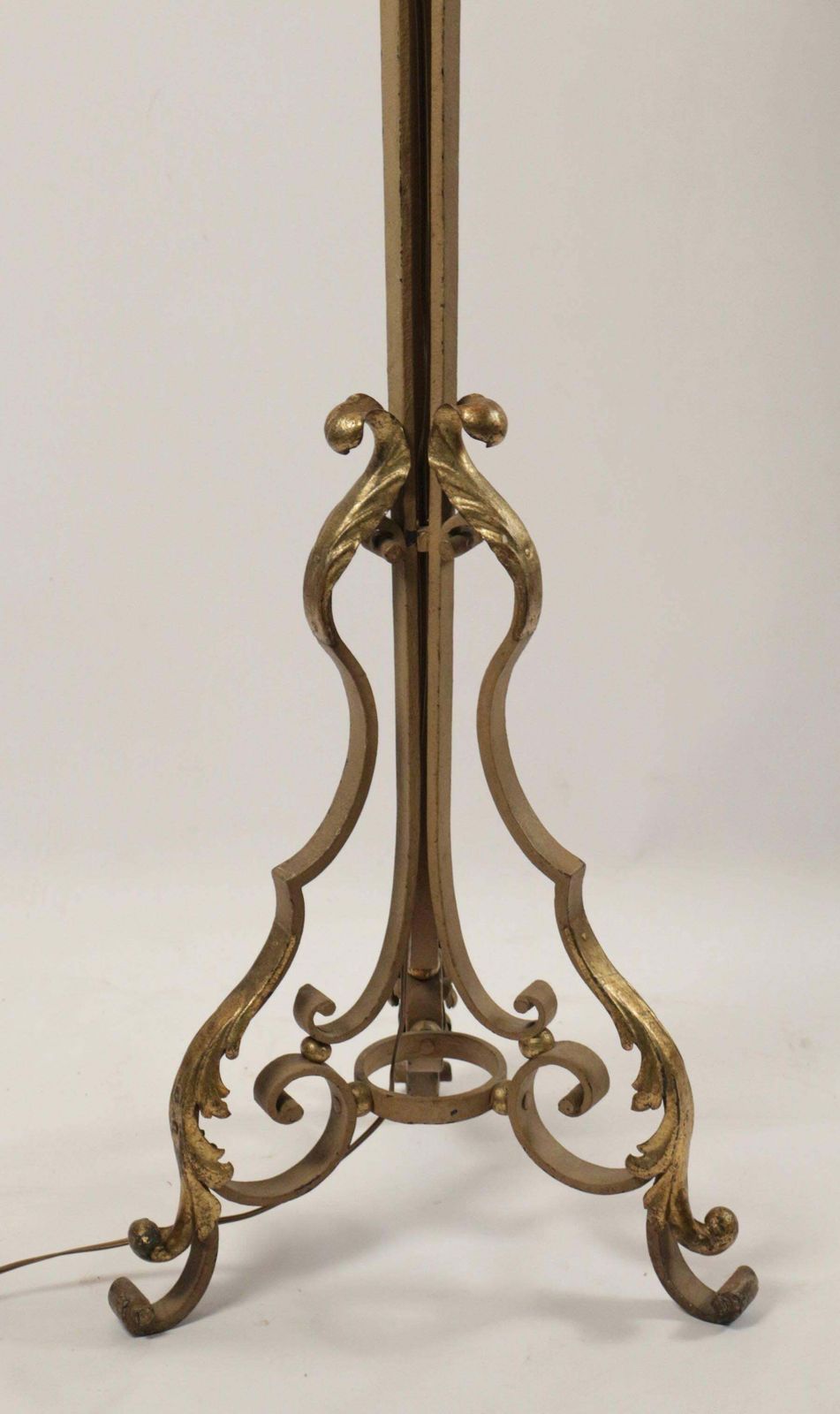 Beautiful Standing Lamp In Wrought Iron With Gold Gilded Accents photo for sale