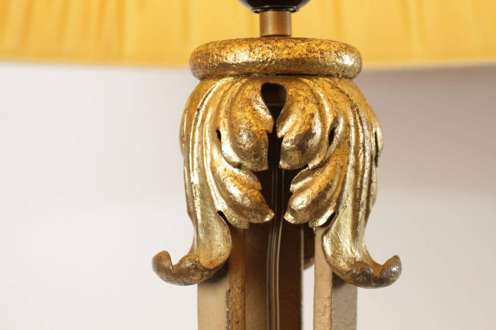 Beautiful Standing Lamp In Wrought Iron With Gold Gilded Accents photo Lighting