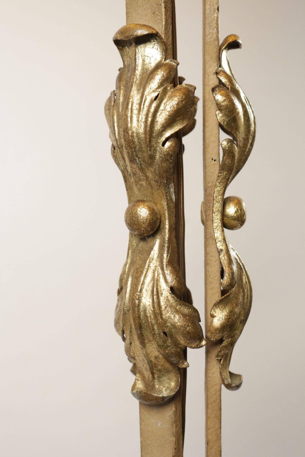 Beautiful Standing Lamp In Wrought Iron With Gold Gilded Accents photo vinterior