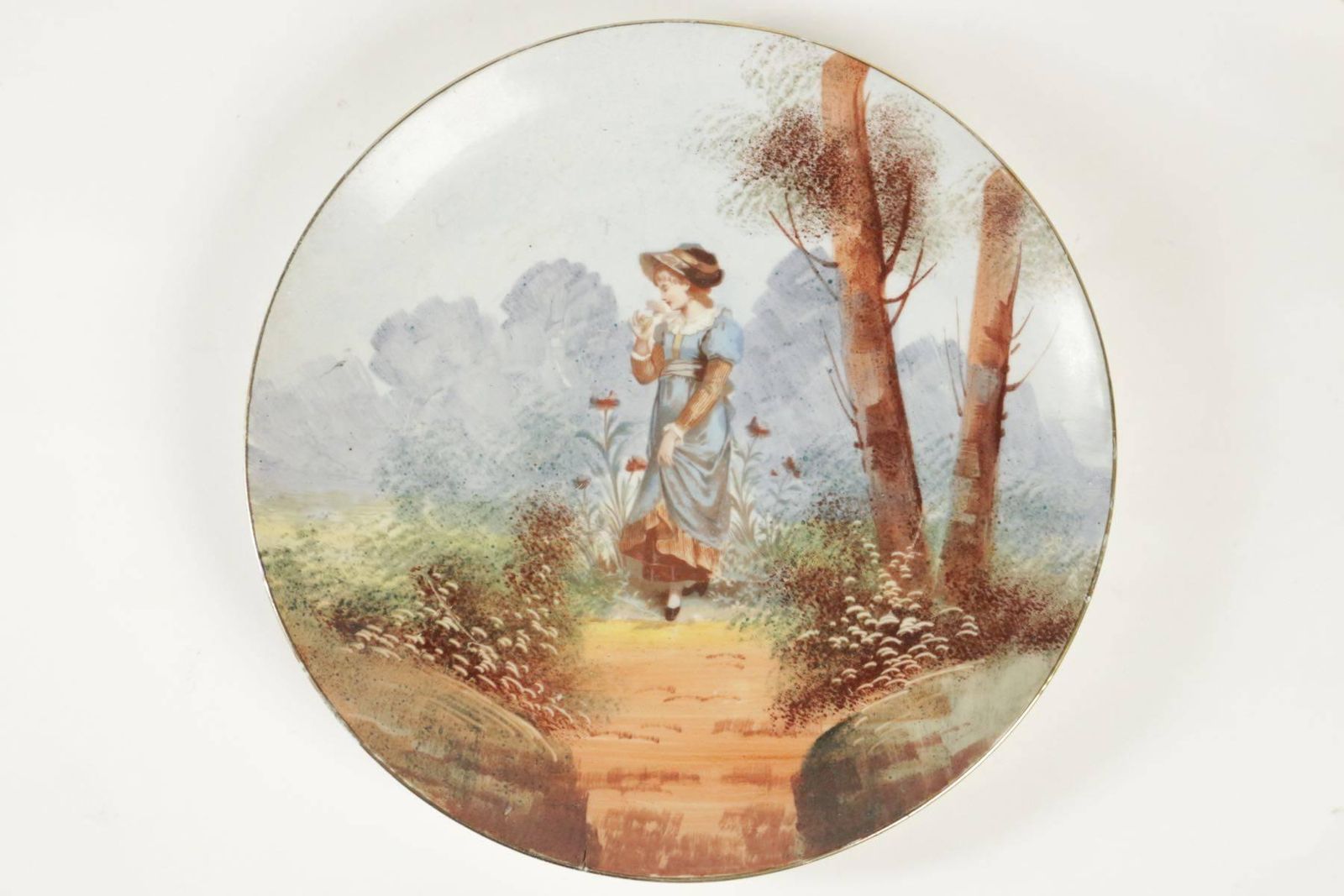 Pair Of French Porcelain Hand Painted Plates From The 19th Century photo for sale