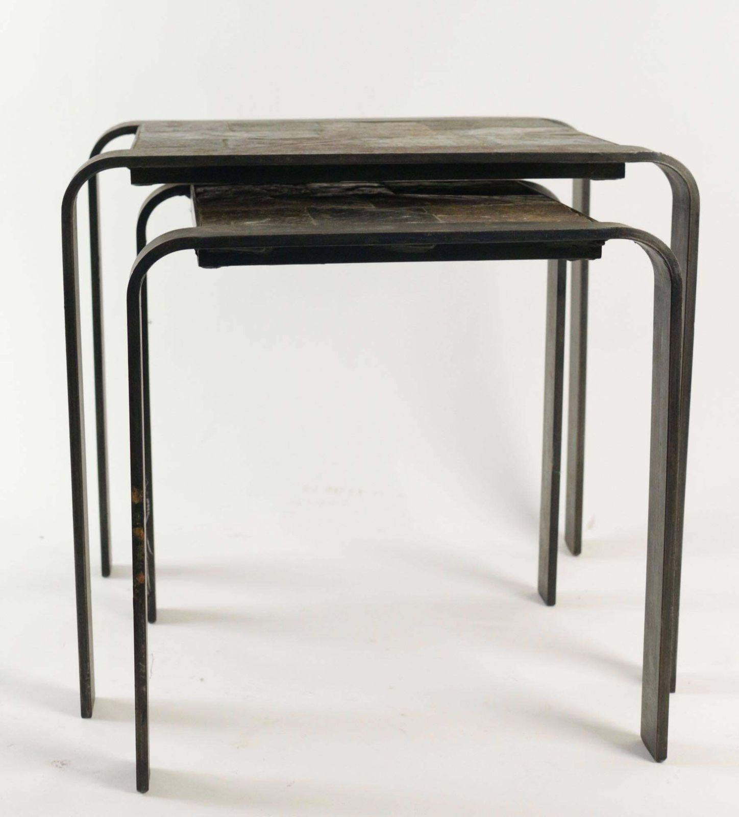 Nesting Tables Of The 1960s 1970s In Wrought Iron And Slate photo buy