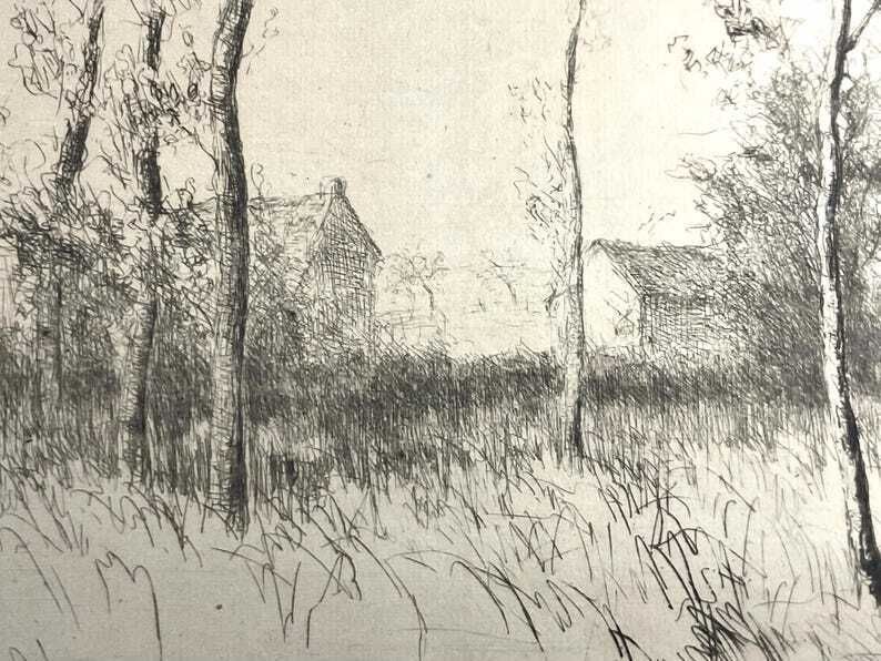 French Signed Limited Edition Etching, Early 20th Century By Jacques Pierre Victor Beurdeley. Wall Art. Original Art. photo furniture