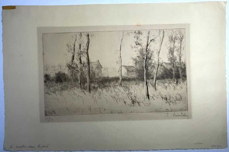 French Signed Limited Edition Etching, Early 20th Century By Jacques Pierre Victor Beurdeley. Wall Art. Original Art. photo vinterior