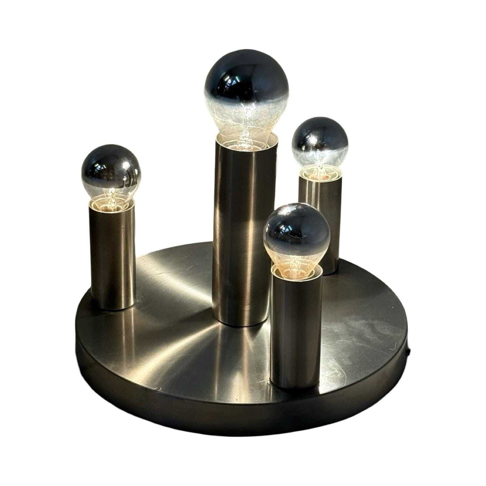 Hala   Ceiling Or Wall Mounted Lamp   Stainless Steel   Including The Reflective Bulbs   Ca. 1980's   Made In The Netherlands photo buy
