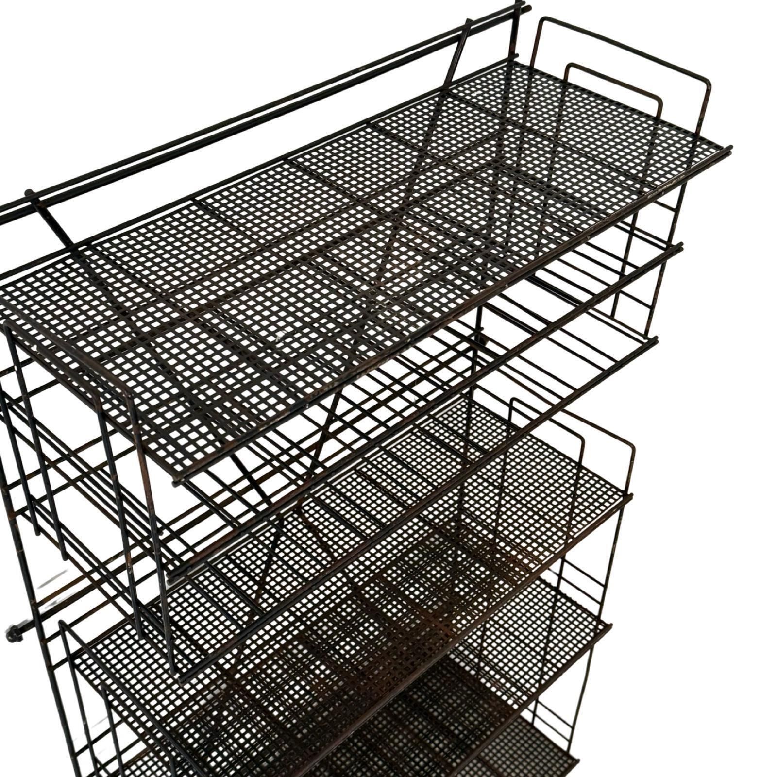 Vintage, Ca. 1960   Metal, Black   Hanging Shelving Unit   Can Be Used As Bookcase / Spice Rack / Display Cabinet   French, Industria photo Furniture