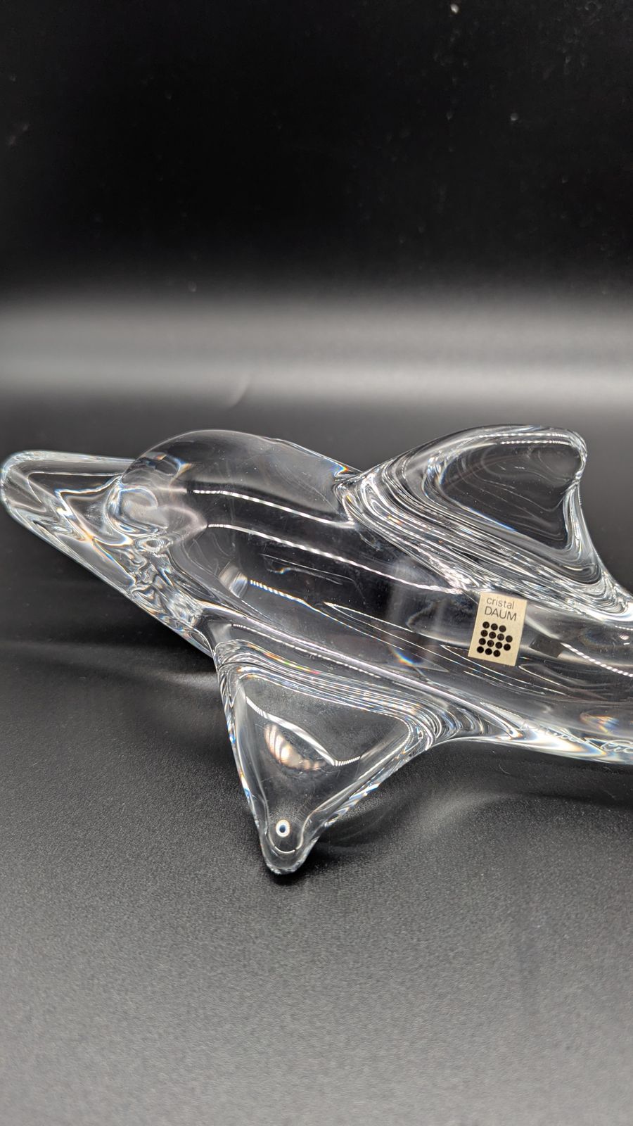Crystal Glass Dolphin Sculpture Centrepiece By Daum, France. Signed photo buy