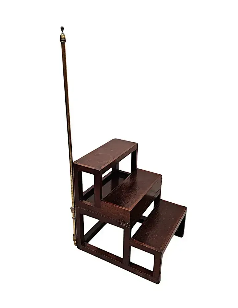 A Very Rare Early 19th Century Metamorphic Library Steps That Converts To A Footstool