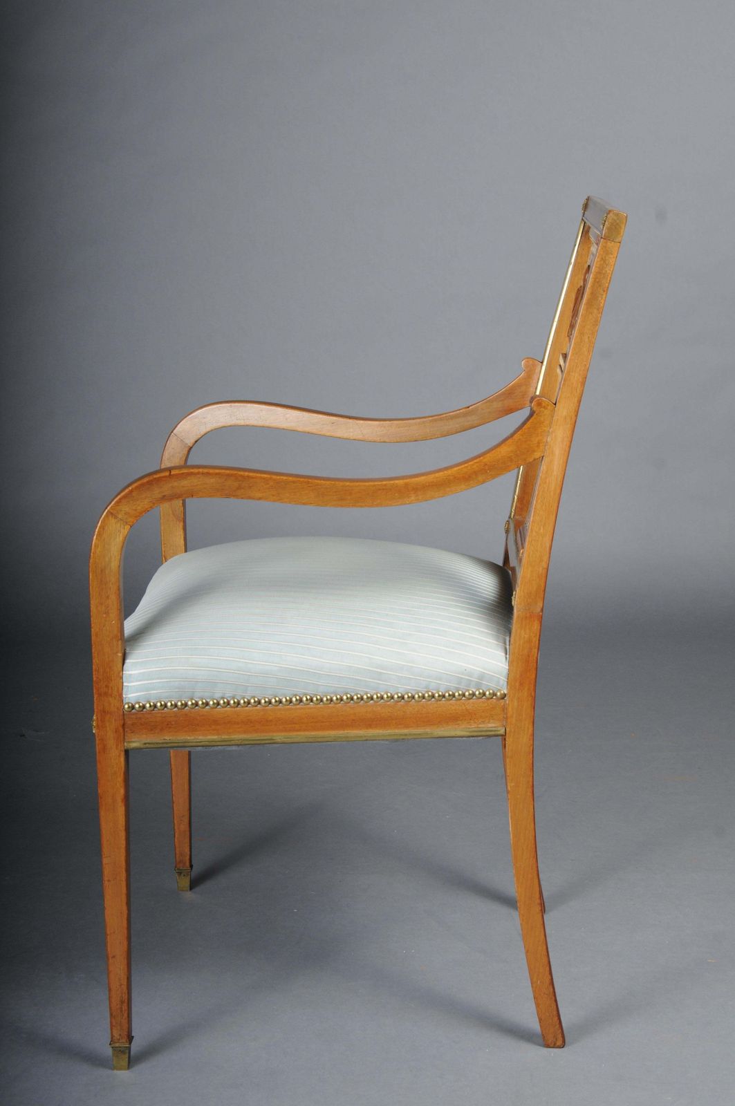 photo for sale Antique Classic Empire Armchair Mahogany With Brass, Paris.