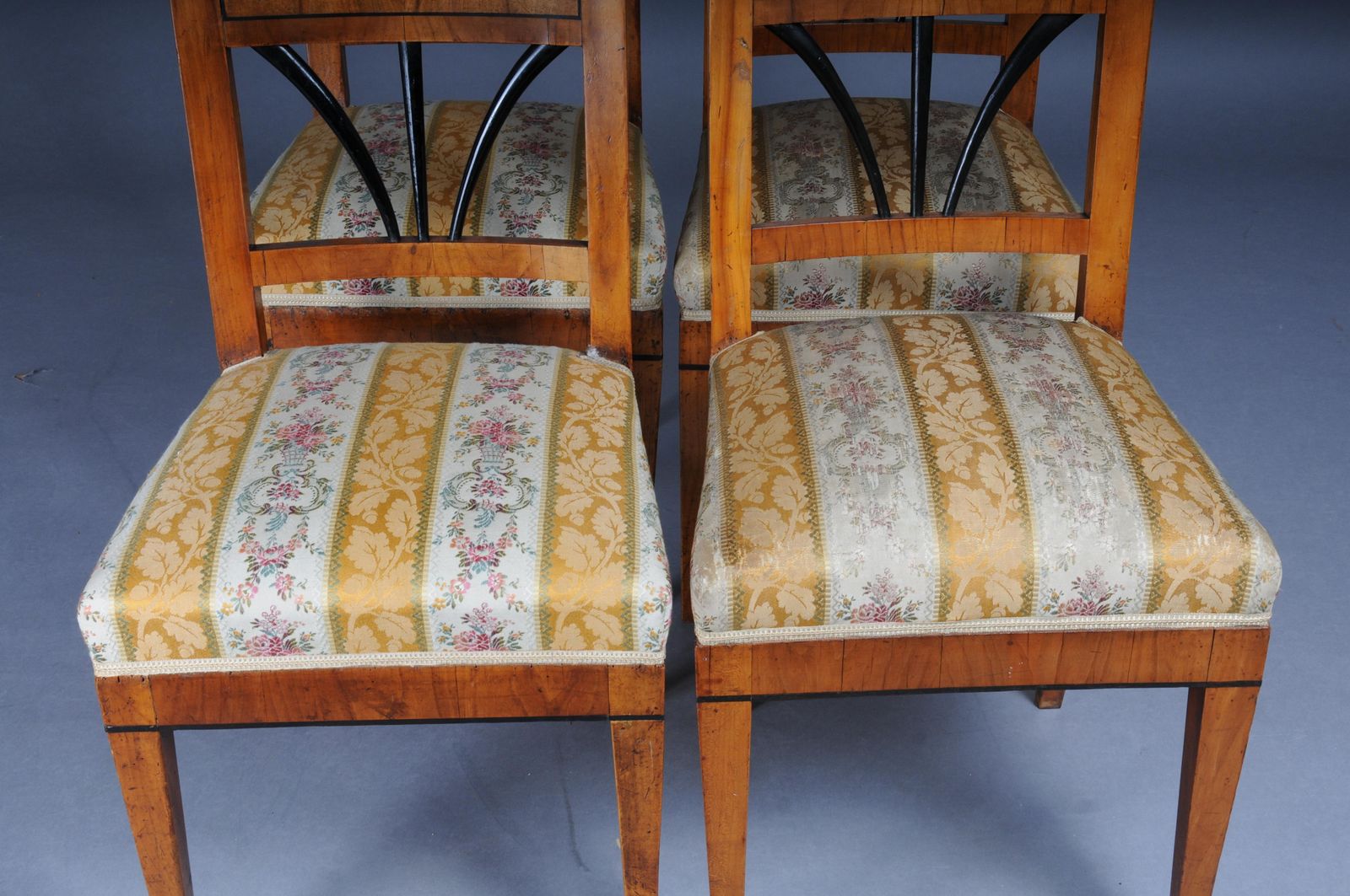Set Of 4 Impressive Biedermeier Chairs Made Of Cherry Wood And Ebonized Around 1 photo for sale