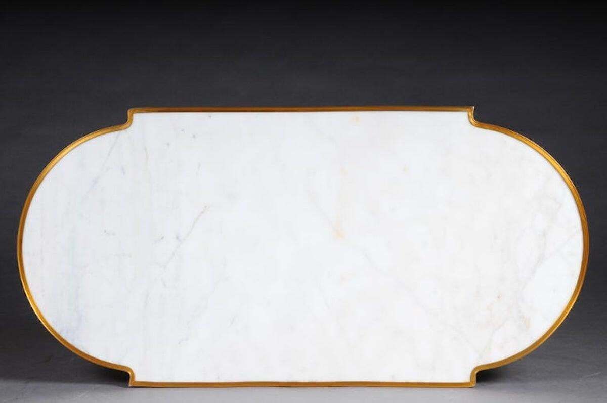 Designer Couch Table In Louis XVI Black, White Marble photo vintage