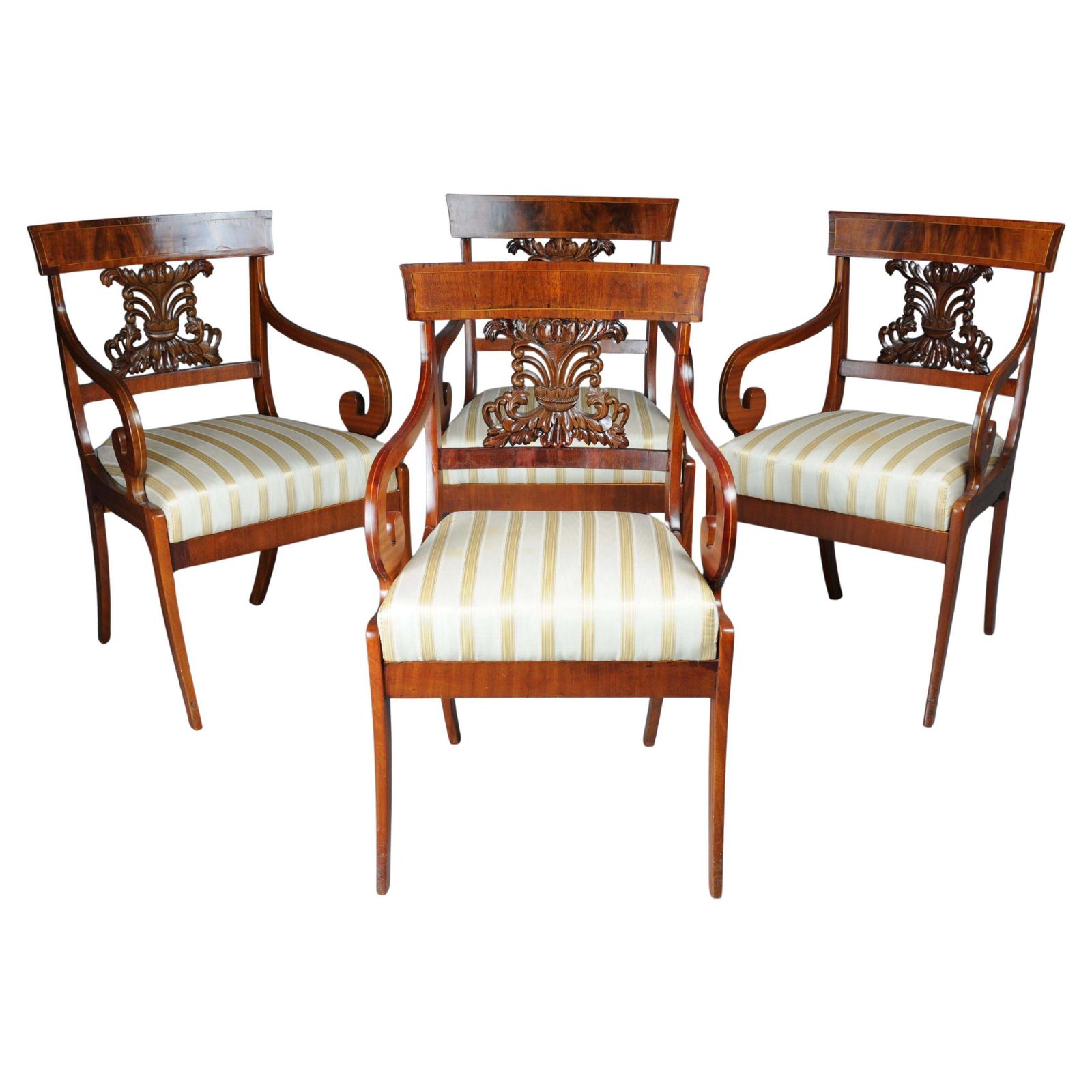 Set Of 4 Biedermeier Armchairs Around 1835, Mahogany