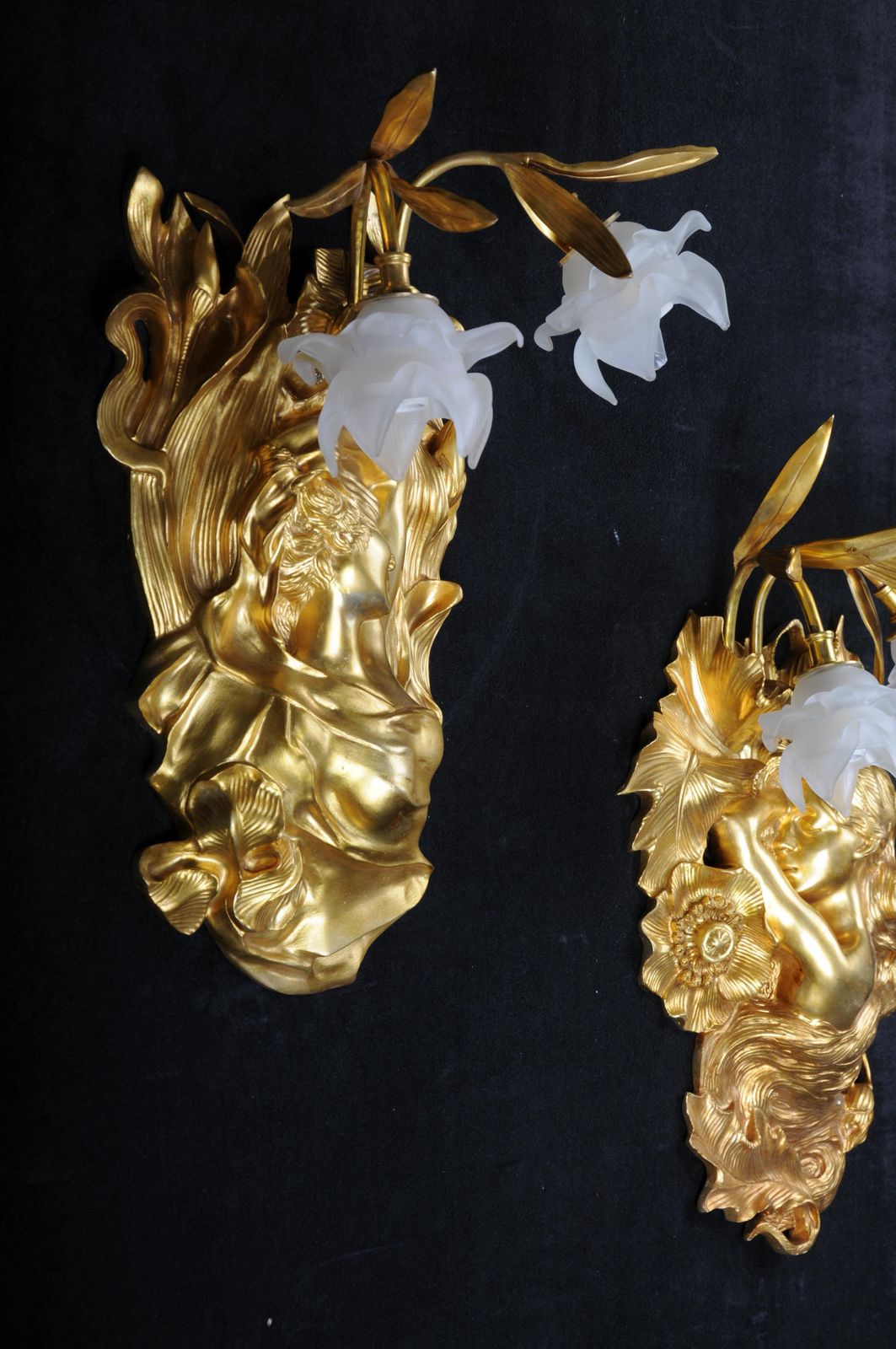 Pair (2) Magnificent French Art Nouveau Wall Sconces, Paris photo for sale