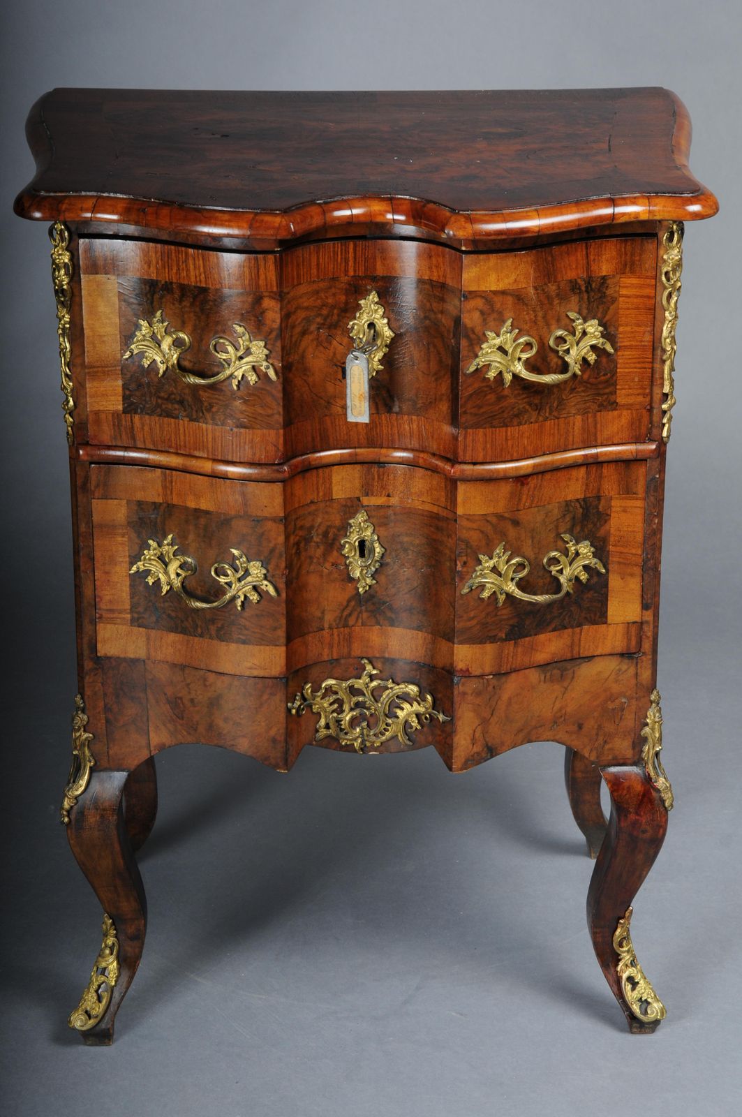 Antique Dresden Chest Of Drawers, Oak With Walnut Veneer, Around 1870 photo for sale