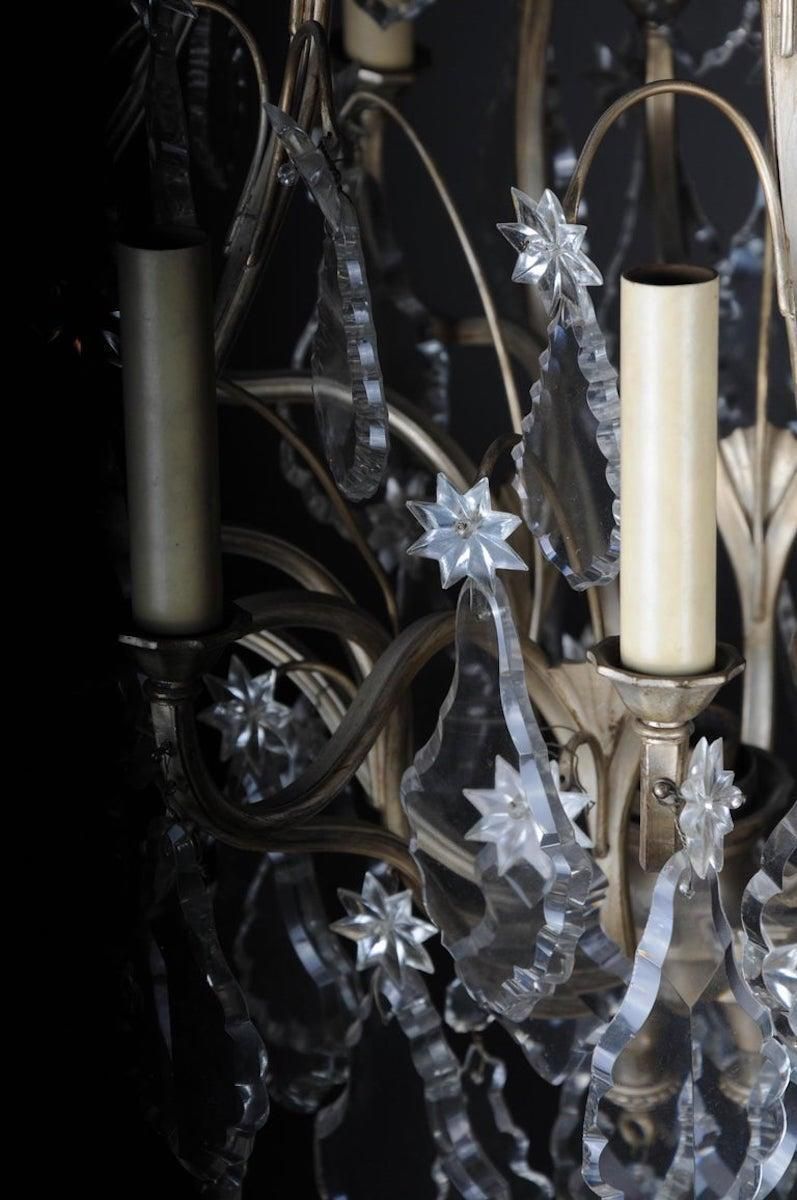 photo for sale 20th Century Baroque Crystal Chandelier, Silver, Circa 1920