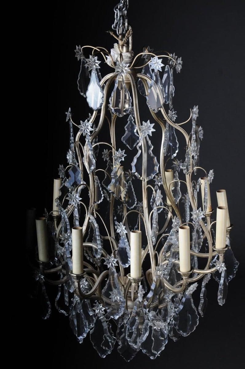Lighting 20th Century Baroque Crystal Chandelier, Silver, Circa 1920 photo