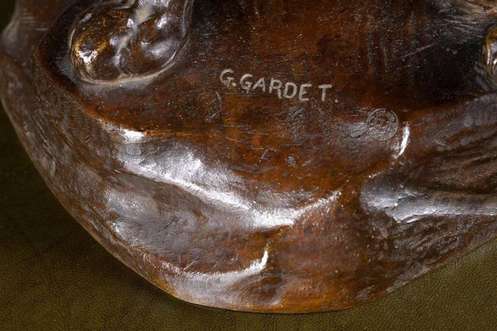 Early 20th Century Bronze Plastic Tiger Couple On Rocks By G. Gardet, 1863 1939 photo vinterior