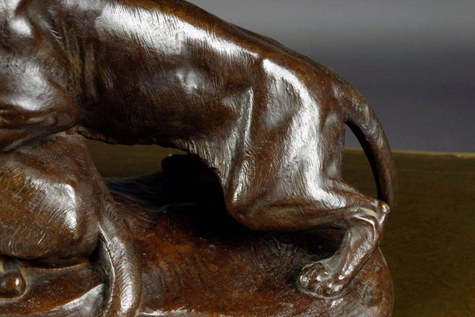 Early 20th Century Bronze Plastic Tiger Couple On Rocks By G. Gardet, 1863 1939 photo vintage