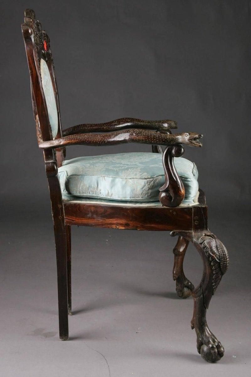 19th Century Baroque Thron Chair In Colonial Style photo vintage