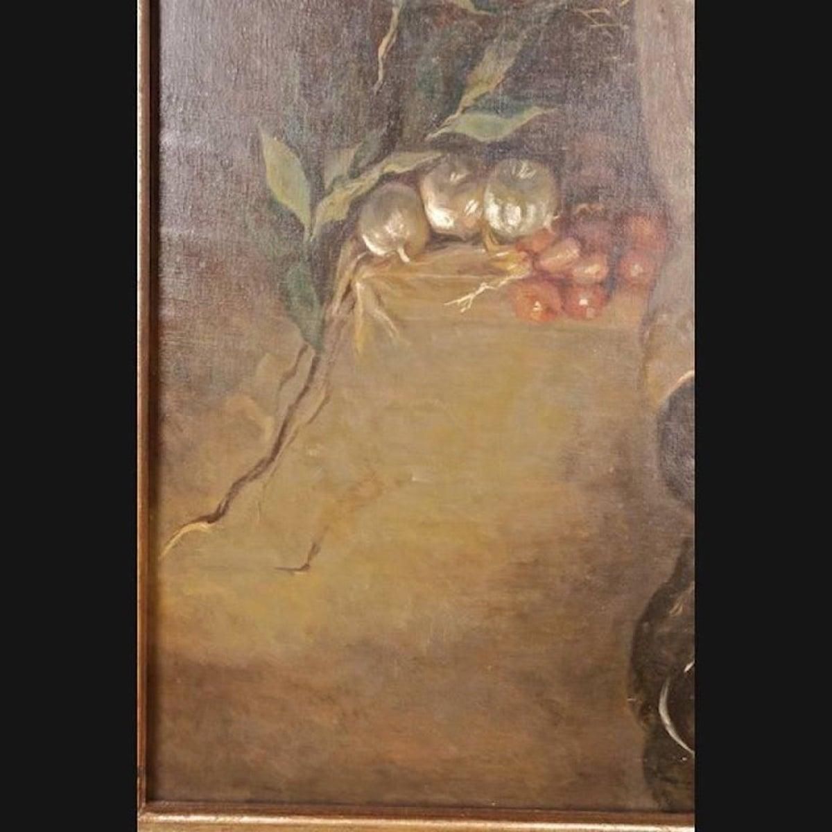 19th Century Historicism Oil Painting Fish Motives photo furniture