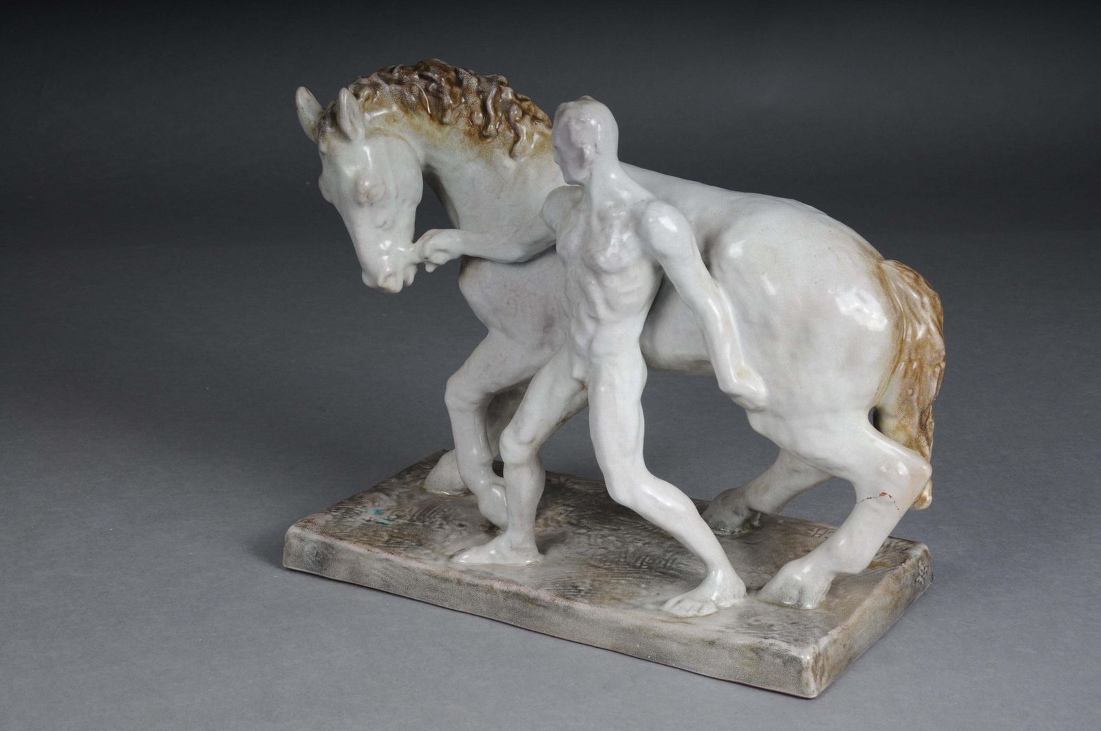 Ceramic Figure. The Horse Tamer By Else Bach For The Karlsruhe Majolika. Germany photo for sale