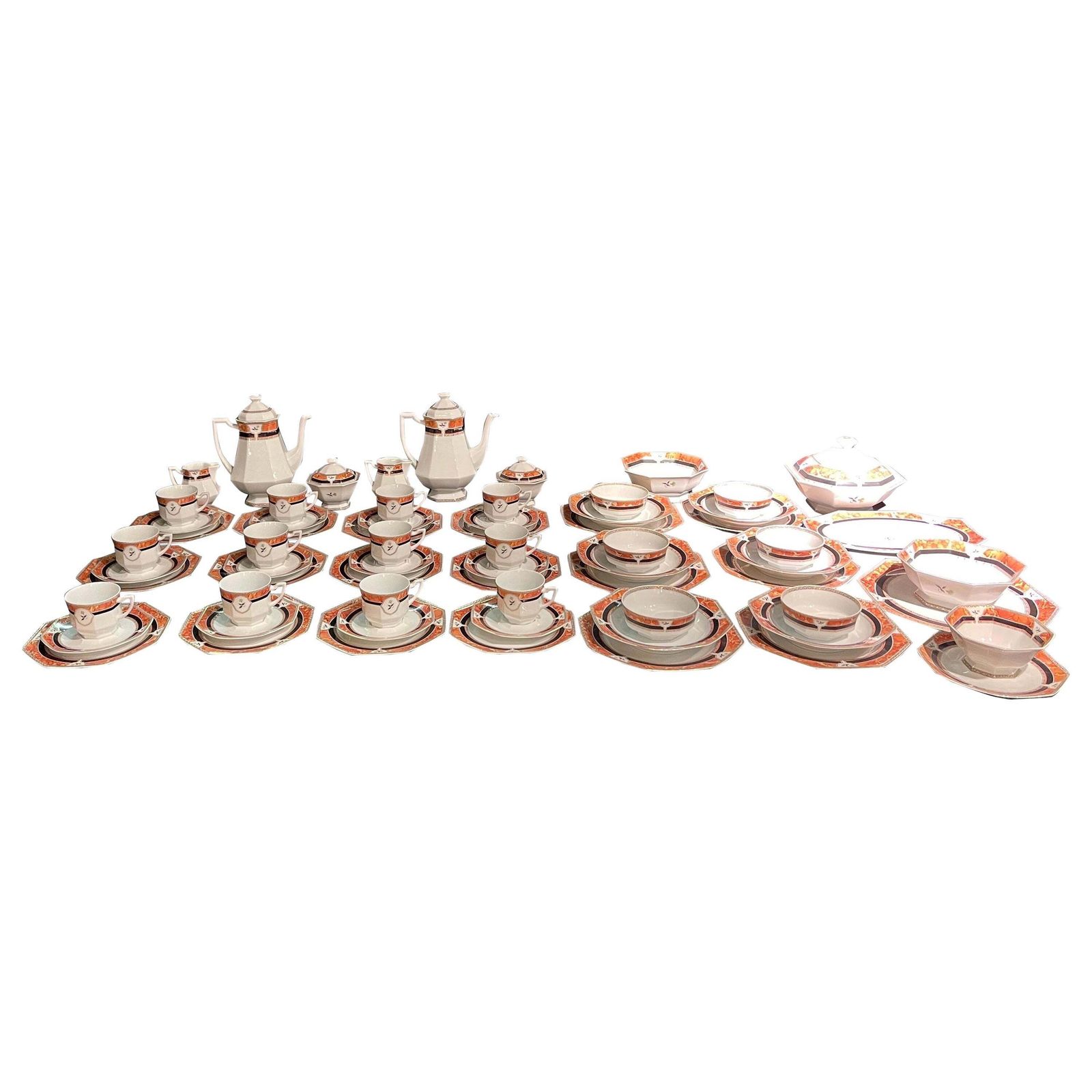 Royal Limoges Hardrien Porcelain Tea, Coffee And Dinner Service.