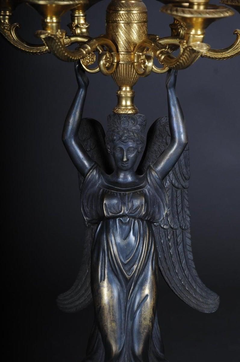 photo vintage Pair Of Empire Ceremonial Bronze Candelabras/Candlesticks After P. P. Thomire