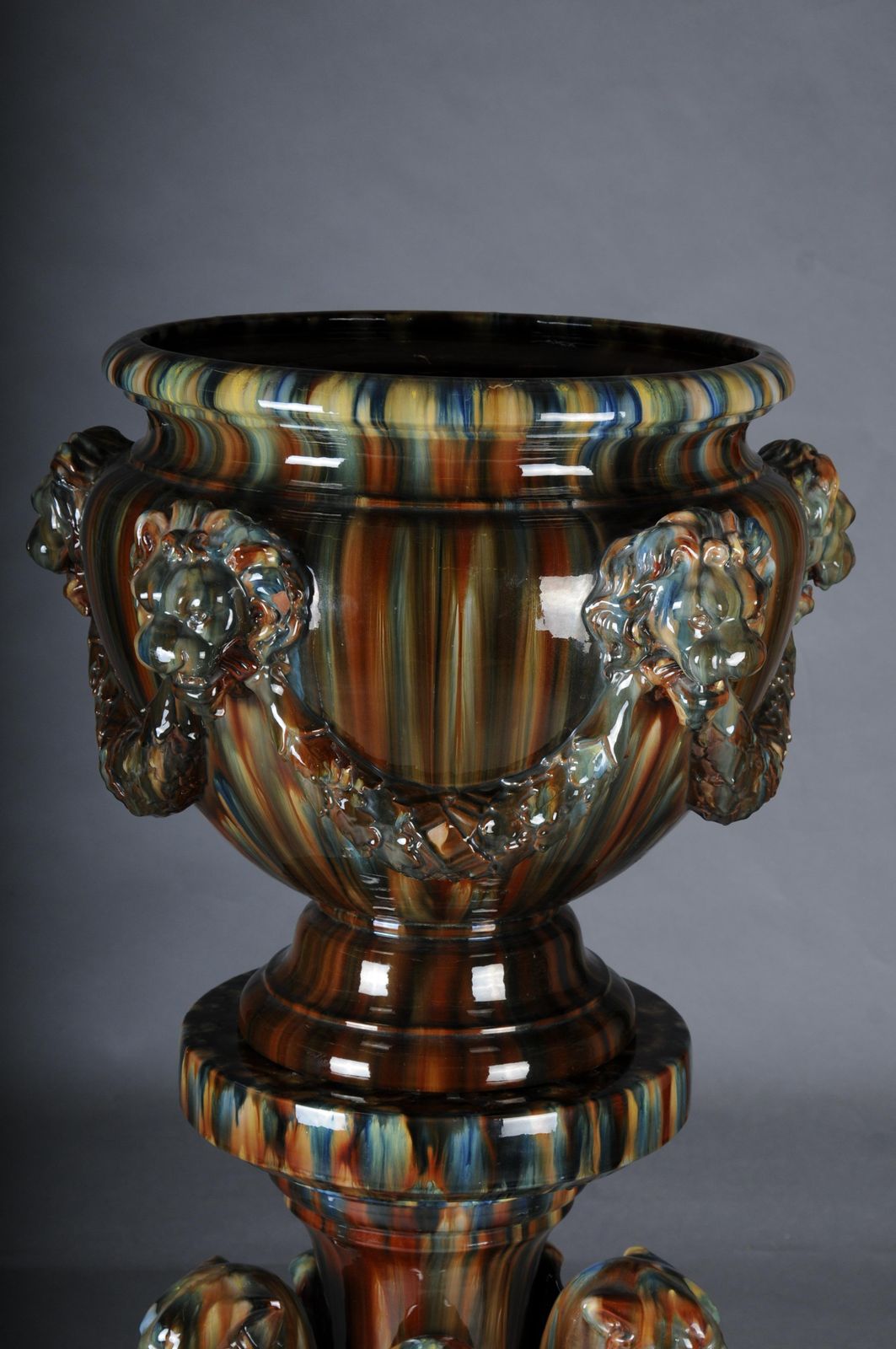 Clement Massier (1857 1945) Majolica Flower Vase/Column Vase, France photo Home Decor