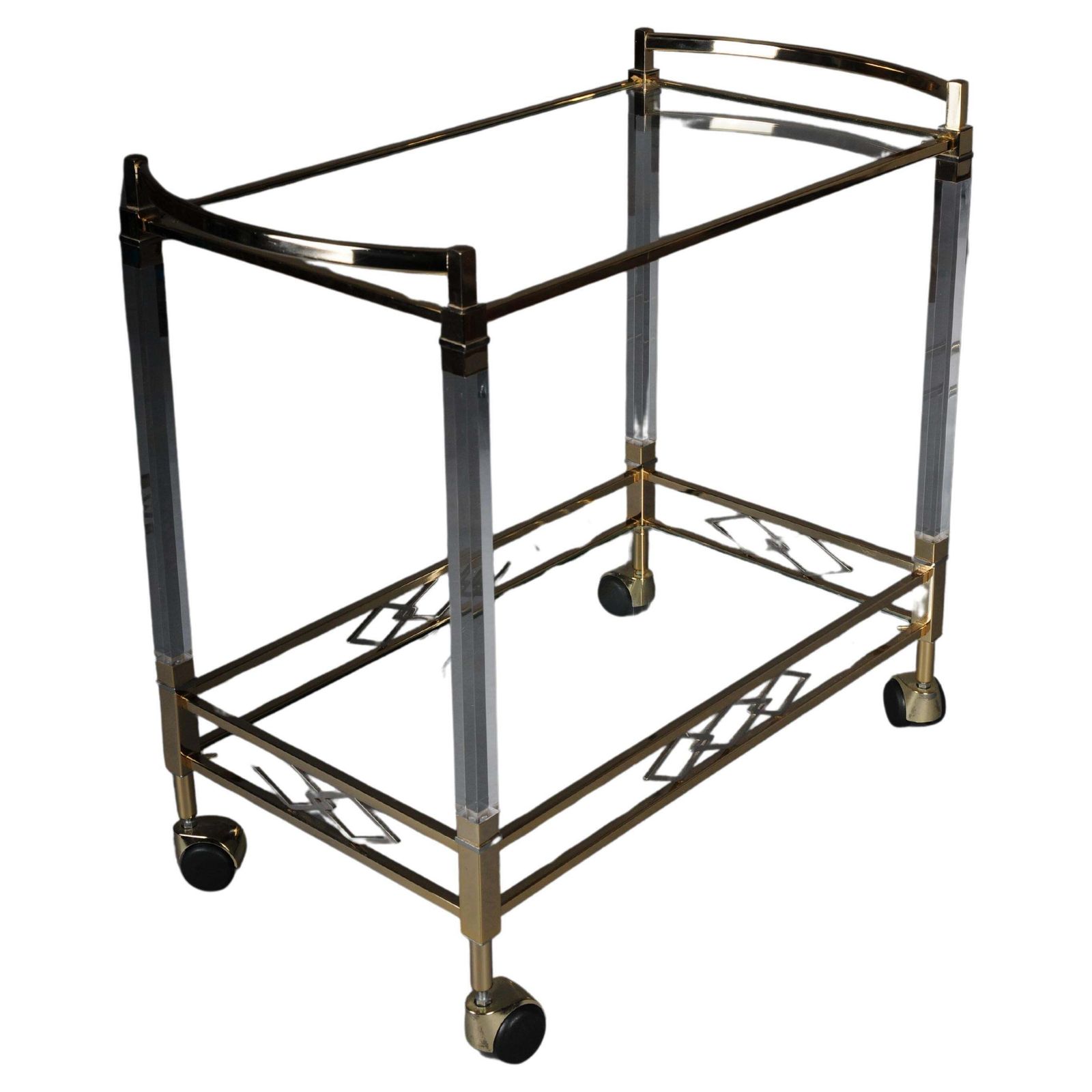 Vintage Bar Table/Serving Table Made Of Acrylic, Brass And Glass, Italy