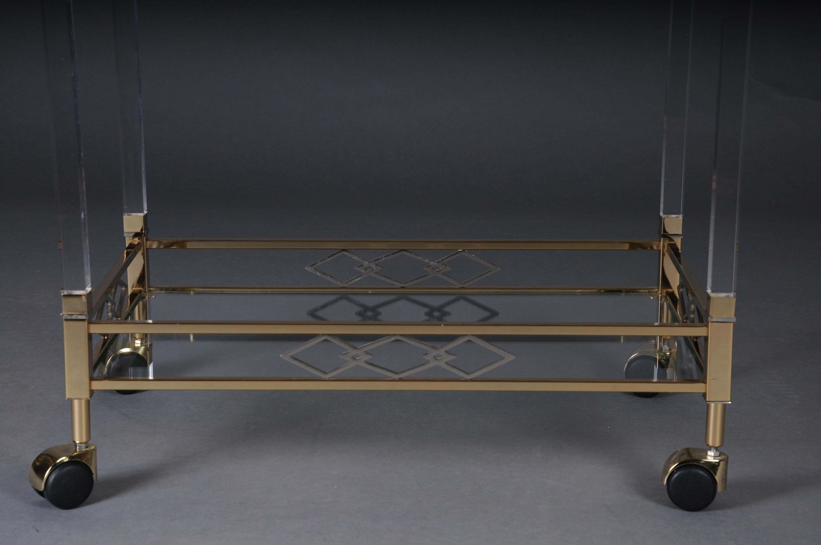 Vintage Bar Table/Serving Table Made Of Acrylic, Brass And Glass, Italy photo Furniture