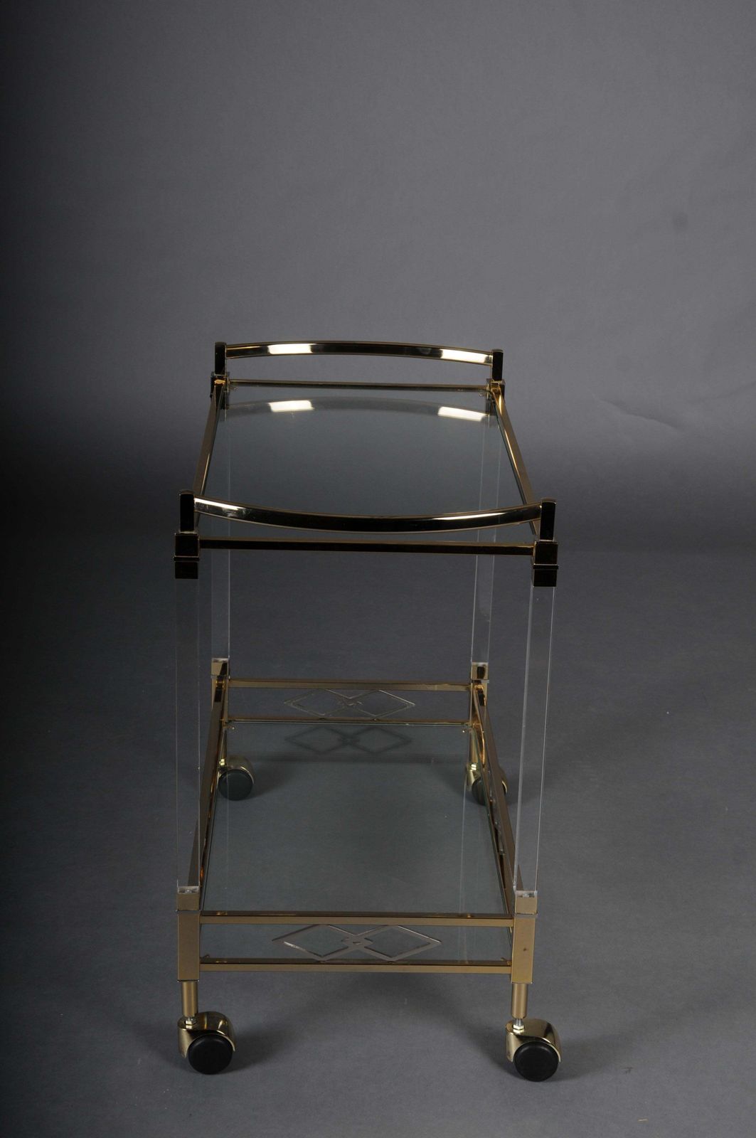 Furniture Vintage Bar Table/Serving Table Made Of Acrylic, Brass And Glass, Italy photo