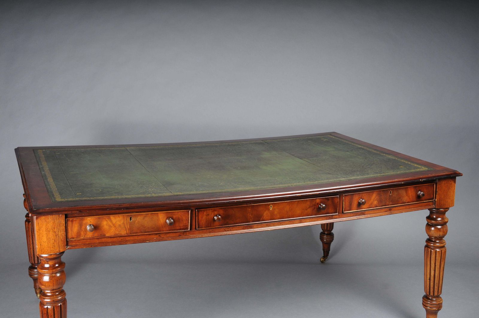 Classic English Partner Desk/Writing Desk 20th Century, Mahogany photo for sale