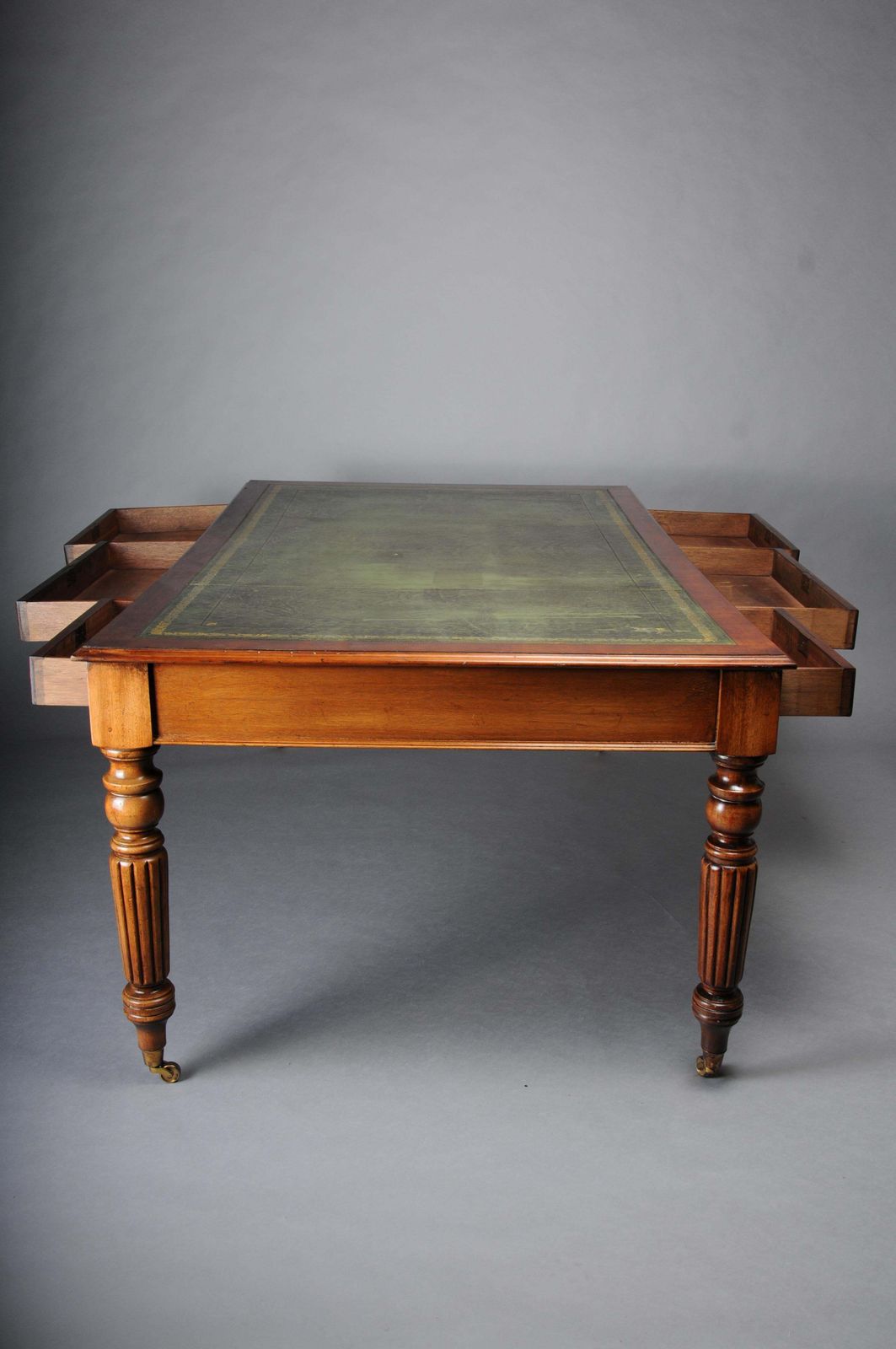 Furniture Classic English Partner Desk/Writing Desk 20th Century, Mahogany photo