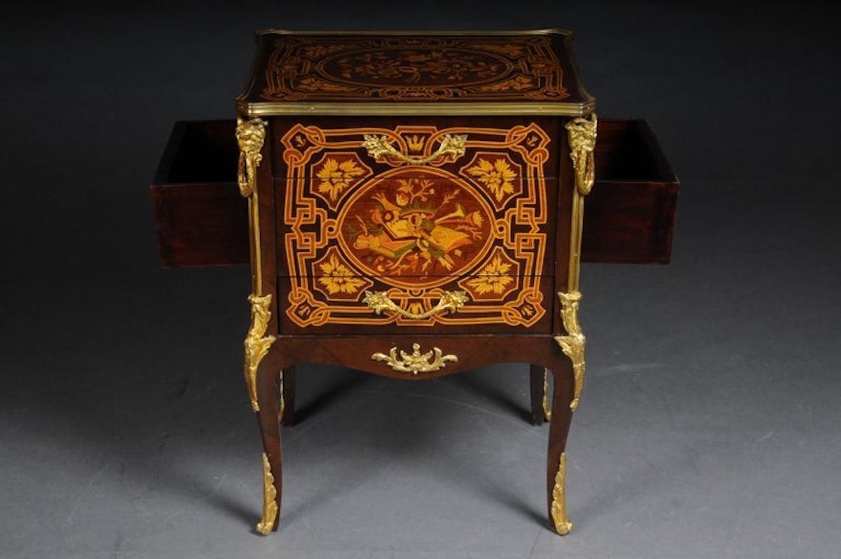Transition Side Table Chest Of Drawers Napoleon III Marquetry photo Furniture