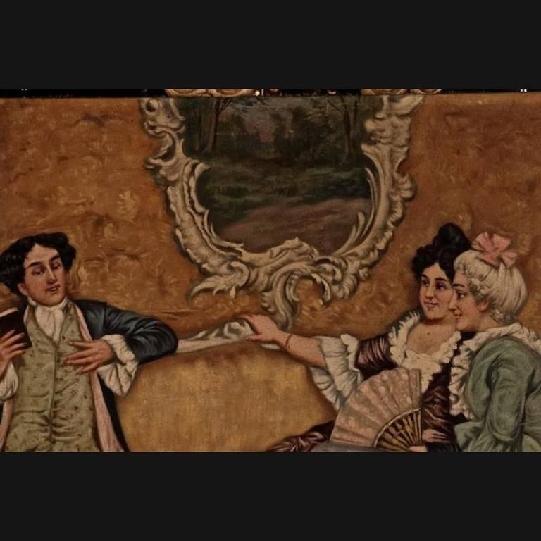 19th Century Rococo Style Painting Oil On Canvas photo for sale