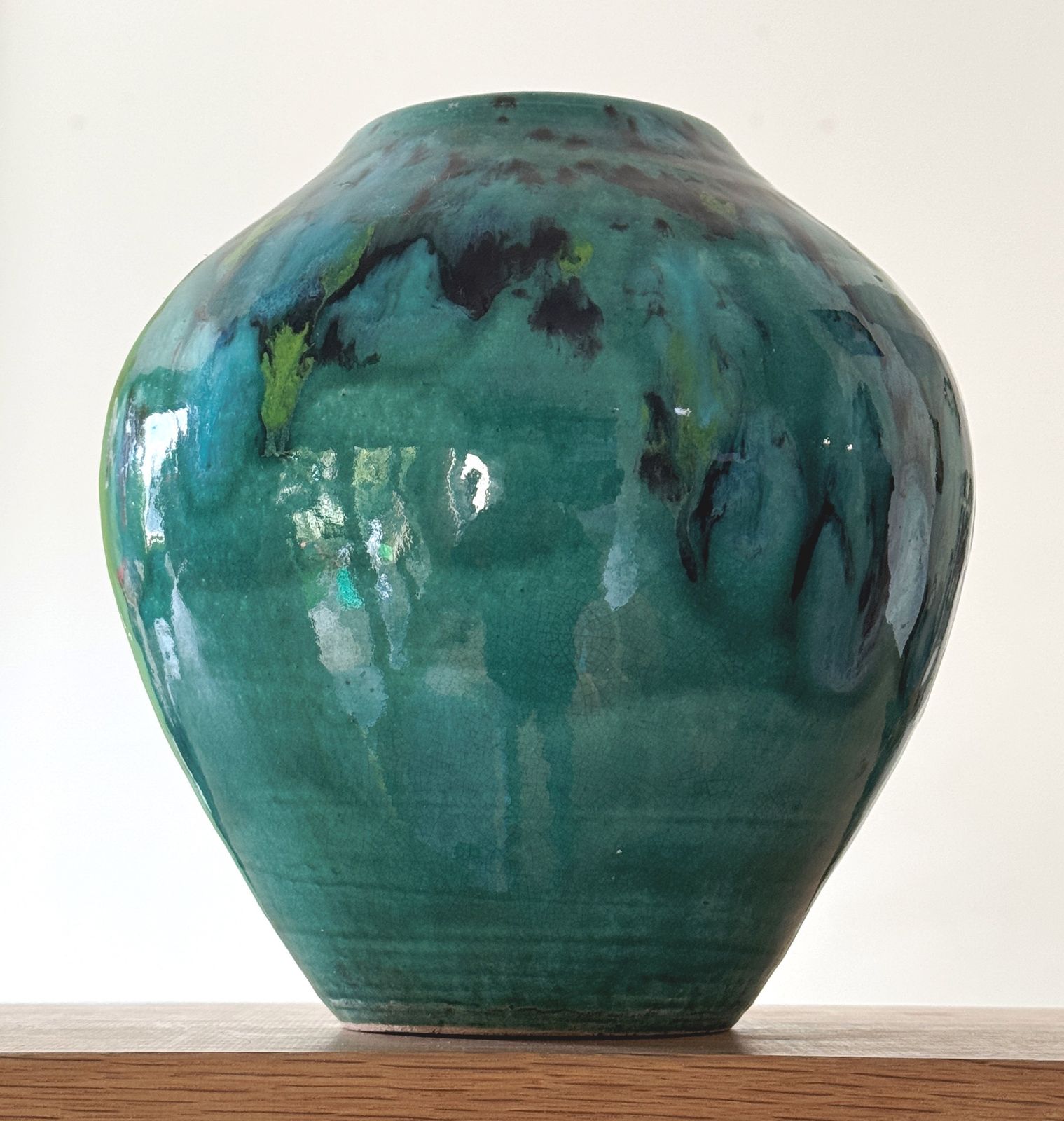 Studio Art Pottery Green Vase