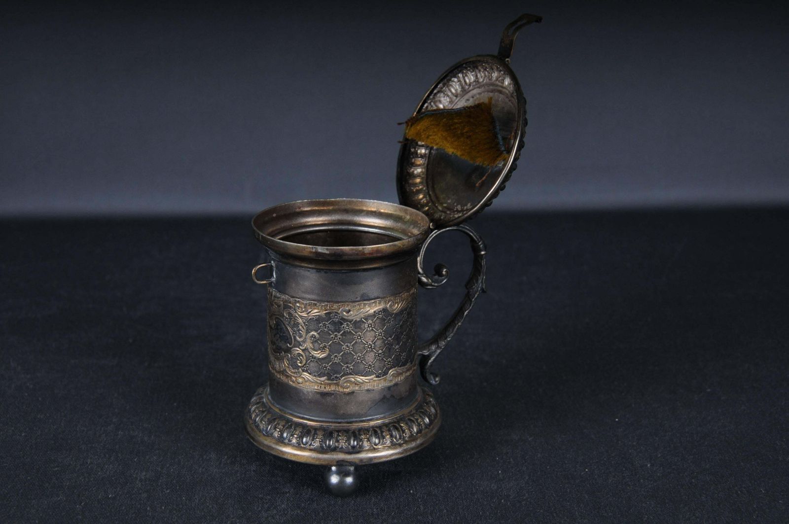Antique Germany Ball Foot Donation Box Silver Plate Gilded, Baroque 18th Century photo for sale