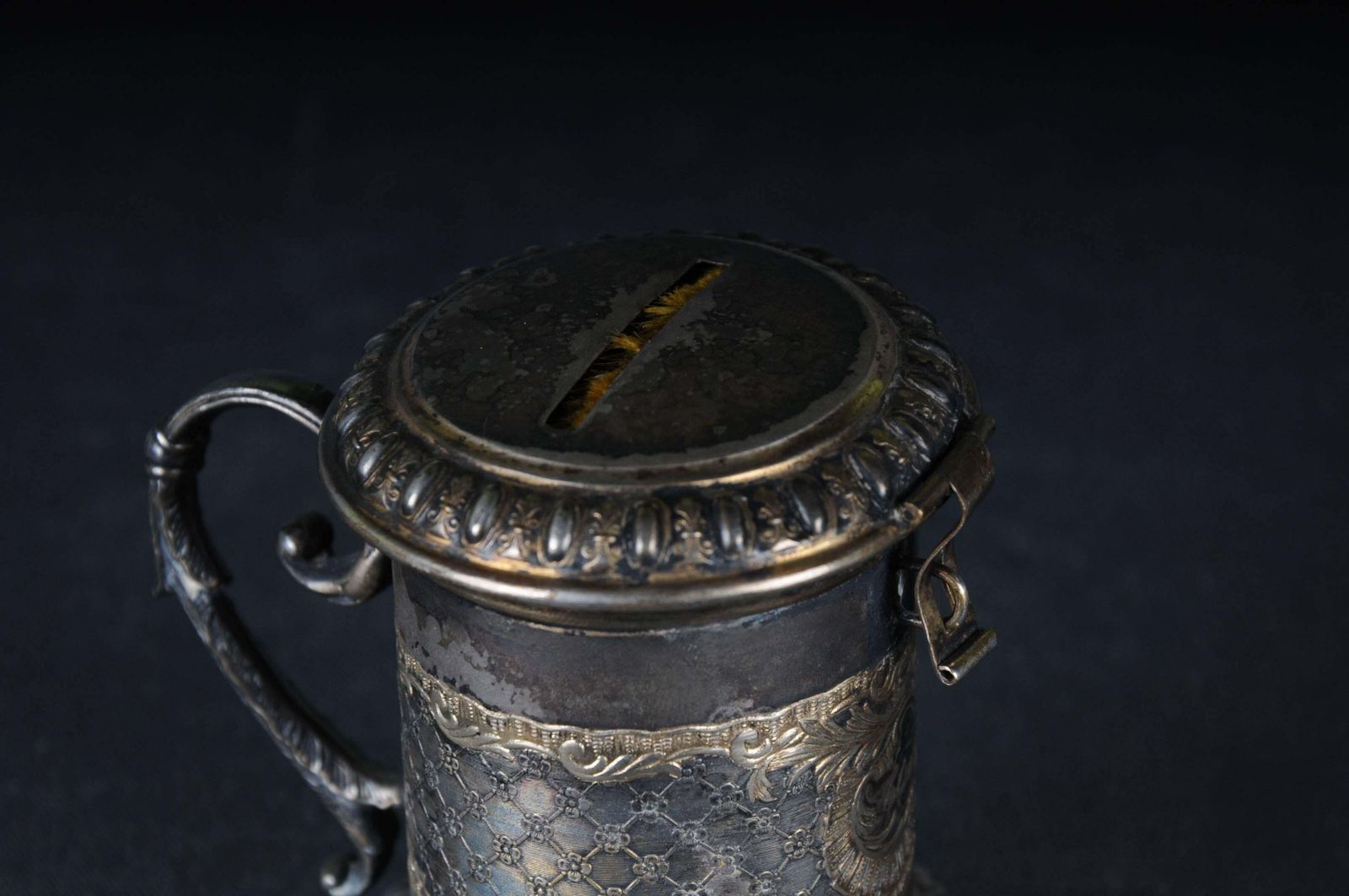 Antique Germany Ball Foot Donation Box Silver Plate Gilded, Baroque 18th Century photo buy