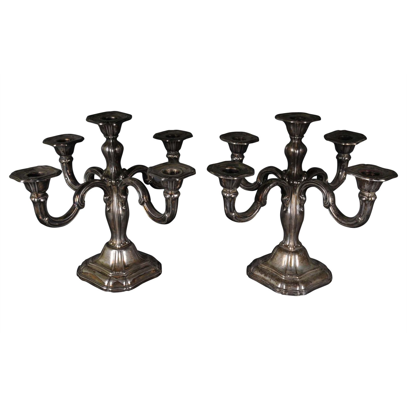 2 High Quality Silver Candlesticks 5 Armed 830 Germany