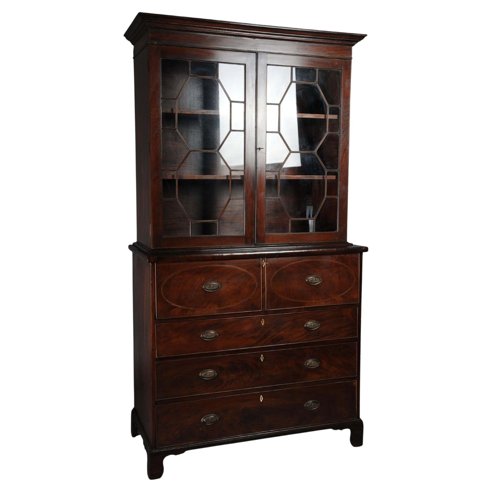 19th Century Antique English Display Secretaire, Mahogany
