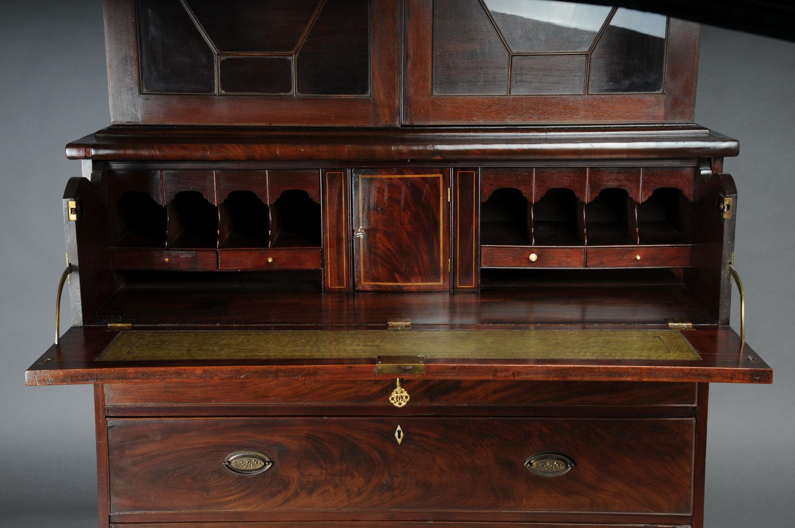 19th Century Antique English Display Secretaire, Mahogany photo Furniture