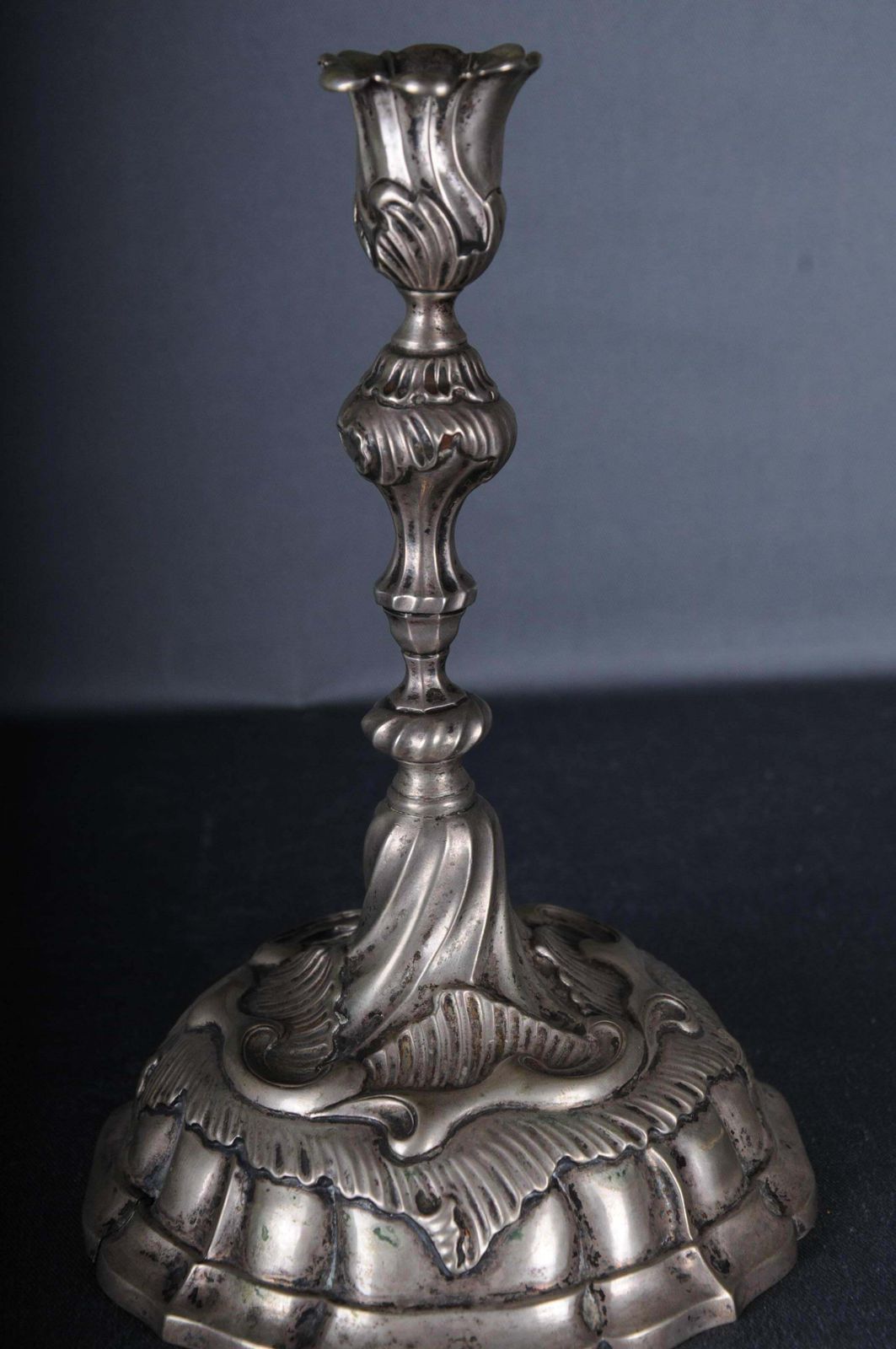 High Quality Antique Candlestick 13 Lot Silver Germany Baroque 1745 photo for sale