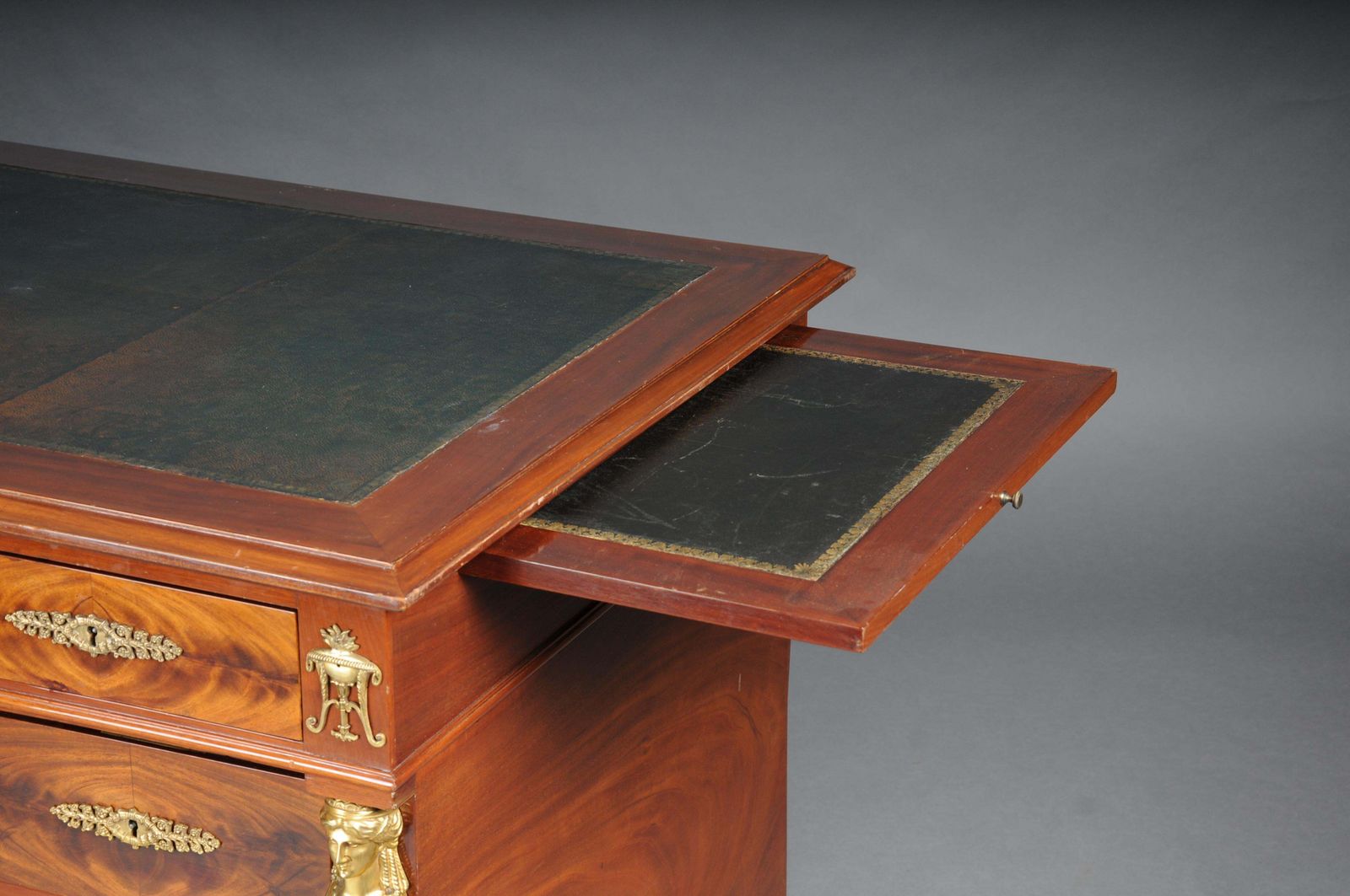 Furniture Royal Empire Desk/Bureau Plat, Gilt Bronze, 19th Century photo