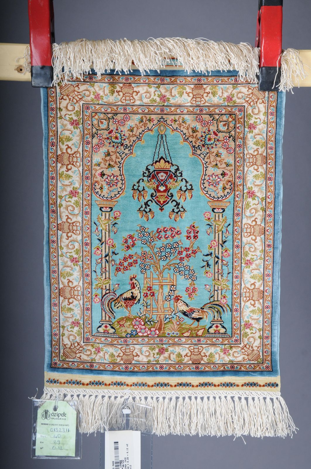Royal Ozipek Silk Carpet/Tapestry Hereke Signed, 20th Century. Blue photo furniture